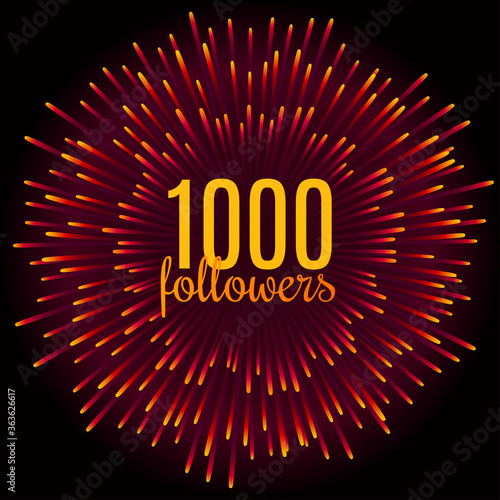 1K followers card. Thanks design template for network friends and followers. Image for Social Networks. Web user celebrates subscribers. Fifty thousand followers. Vector illustration