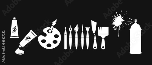 Set art icons. Stencil collection for school etc. Vector stock illustration. EPS 10