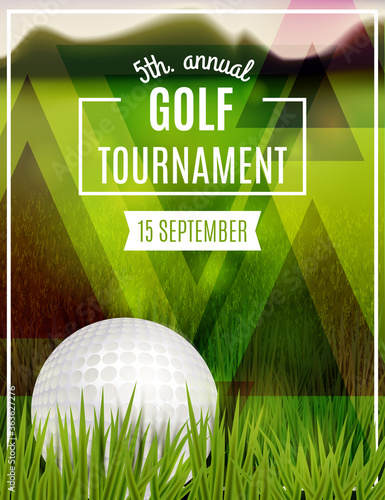 Golf tournament poster template. Flyer design. Vector illustration