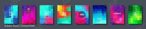 Polygonal abstract background with squares. Colorful gradient design. Low poly geometric rectangle shape modern banner. Vector illustration.