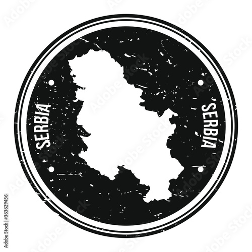 Fototapeta Serbia Map Symbol Round Design Stamp Travel and Business Badge.