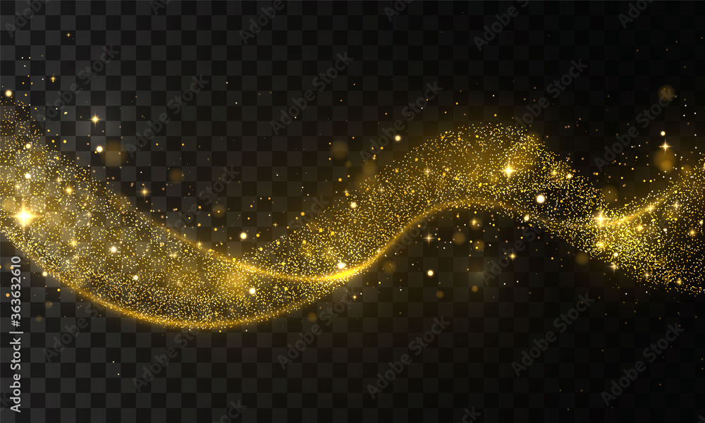 Gold glitter wave - obrazy, fototapety, plakaty 