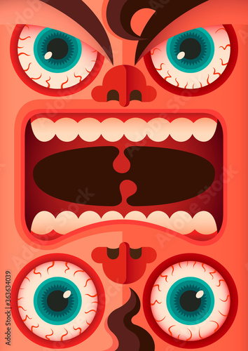 Bizarre  screaming faces in cartoon style design. Vector illustration.