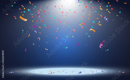 Lots of colorful tiny confetti and ribbons on transparent background. Festive event and party. Multicolor background.Colorful bright confetti isolated on transparent background
