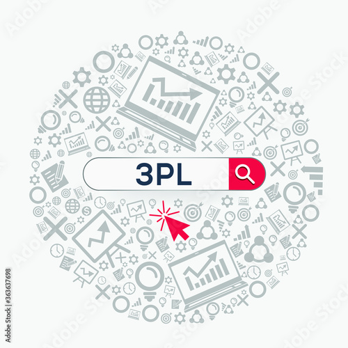 3pl mean (3rd party logistics) Word written in search bar ,Vector illustration.