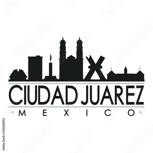 Ciudad Juarez Mexico America Skyline Silhouette Design City Vector Art Famous Buildings. photo