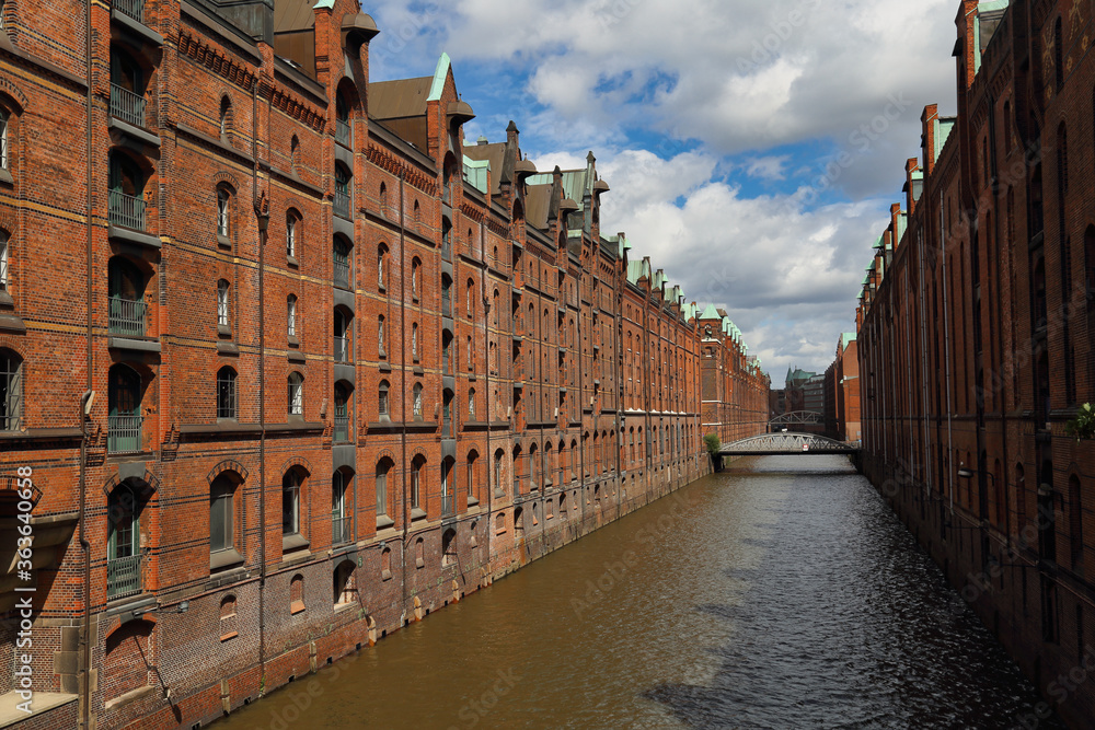 Historical warehouses in Speicherstadt in Hamburg, Germany