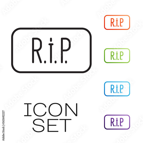 Black line Speech bubble rip death icon isolated on white background. Set icons colorful. Vector.