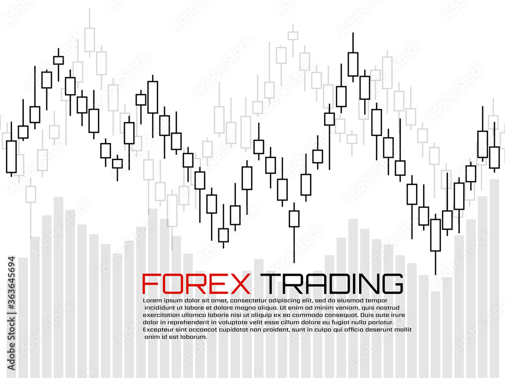 Stock market with japanese candles. Forex trading graphic design concept. Abstract finance background. Vector illustration
