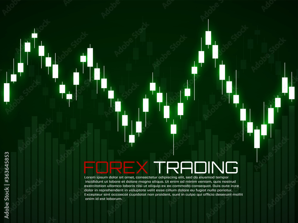 Fototapeta premium Stock market with glowing japanese candles. Forex trading graphic design concept. Abstract finance background. Vector illustration