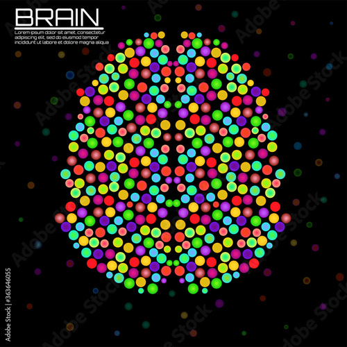 Abstract human brain with colorful circles. Creative concept of your design