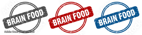 brain food stamp. brain food sign. brain food label set
