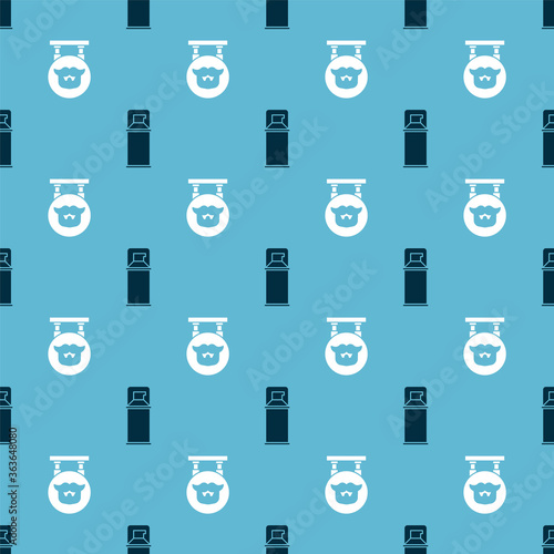 Set Shaving gel foam and Barbershop on seamless pattern. Vector.