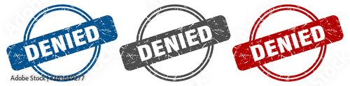 denied stamp. denied sign. denied label set