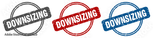 downsizing stamp. downsizing sign. downsizing label set