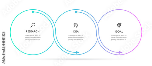 Vector Infographic thin line design with icons and 3 options or steps. Infographics for business concept. Can be used for presentations banner, workflow layout, process diagram, flow chart, info graph