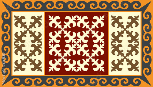 Kazakh nomadic tribes on background