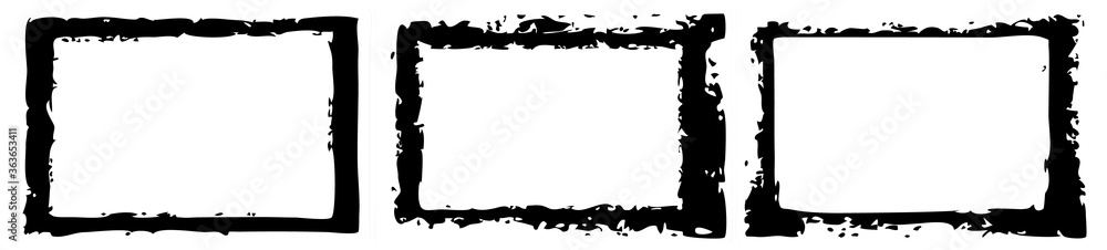 Set of grunge style frames black on white background