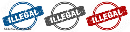 illegal stamp. illegal sign. illegal label set