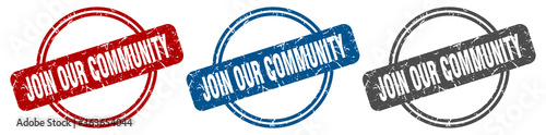 join our community stamp. join our community sign. join our community label set