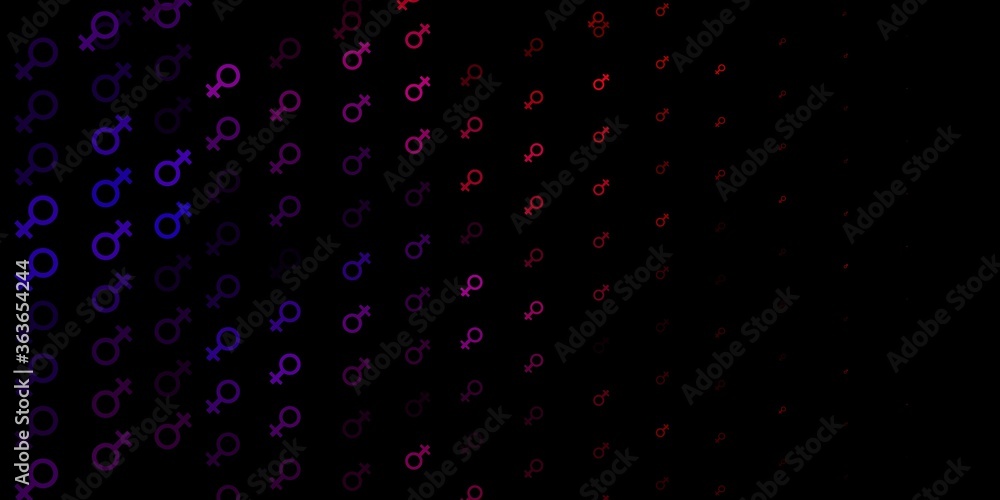 Dark Pink, Yellow vector backdrop with woman's power symbols.