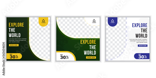Set of social media post templates travel banner