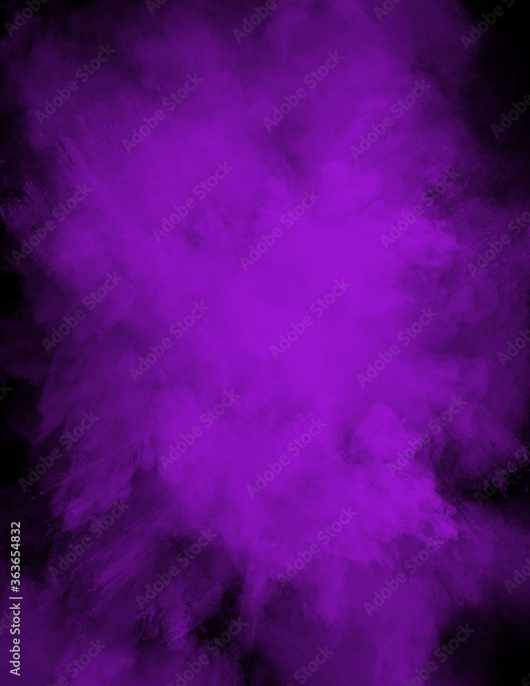 Powder explosion in a vibrant color with a black background with copy space in the powder