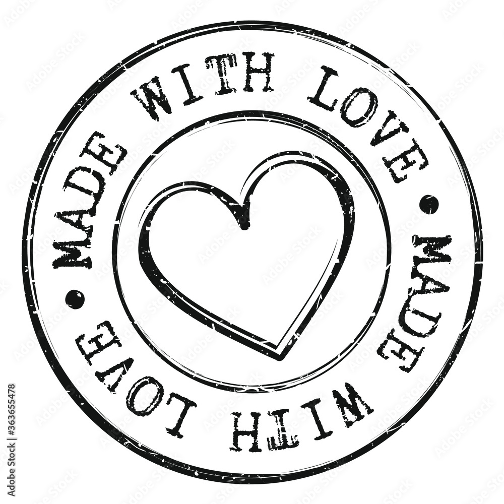 Made With Love Quality Stamp Round Design Vector Insignia Valentine’s