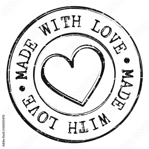 Made With Love Quality Stamp Round Design Vector Insignia Valentine's Day Badge.