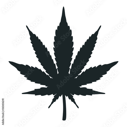 Cannabis Leaf Icon. Nature Symbol. Black Silhouette Logo.