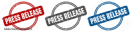 press release stamp. press release sign. press release label set