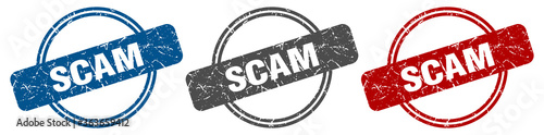 scam stamp. scam sign. scam label set