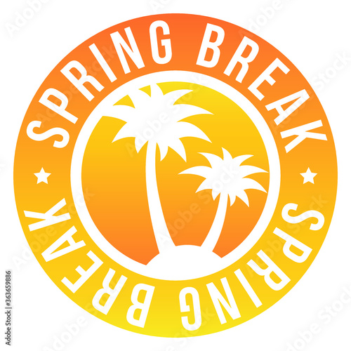 Spring Break Stamp. Logo Icon Symbol. Design Certificated Round.