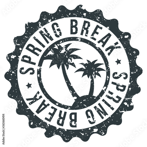 Spring Break Stamp. Logo Icon Symbol. Design Certificated Round.