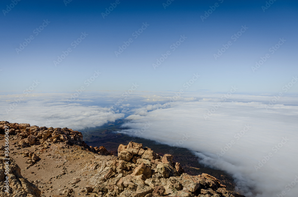 Obraz premium Sea of clouds in El Teide National Park, Tenerife. Canary Islands. Spain.