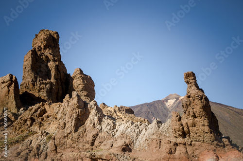Rocky landscape in El Teide National Park  Tenerife. Canary Islands. Spain.