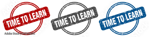 time to learn stamp. time to learn sign. time to learn label set