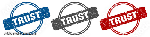 trust stamp. trust sign. trust label set