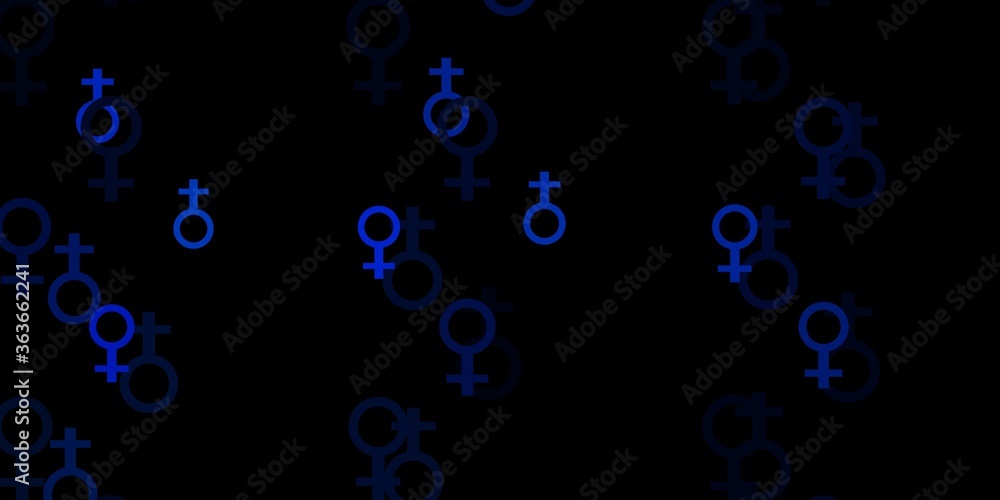 Light BLUE vector template with businesswoman signs.