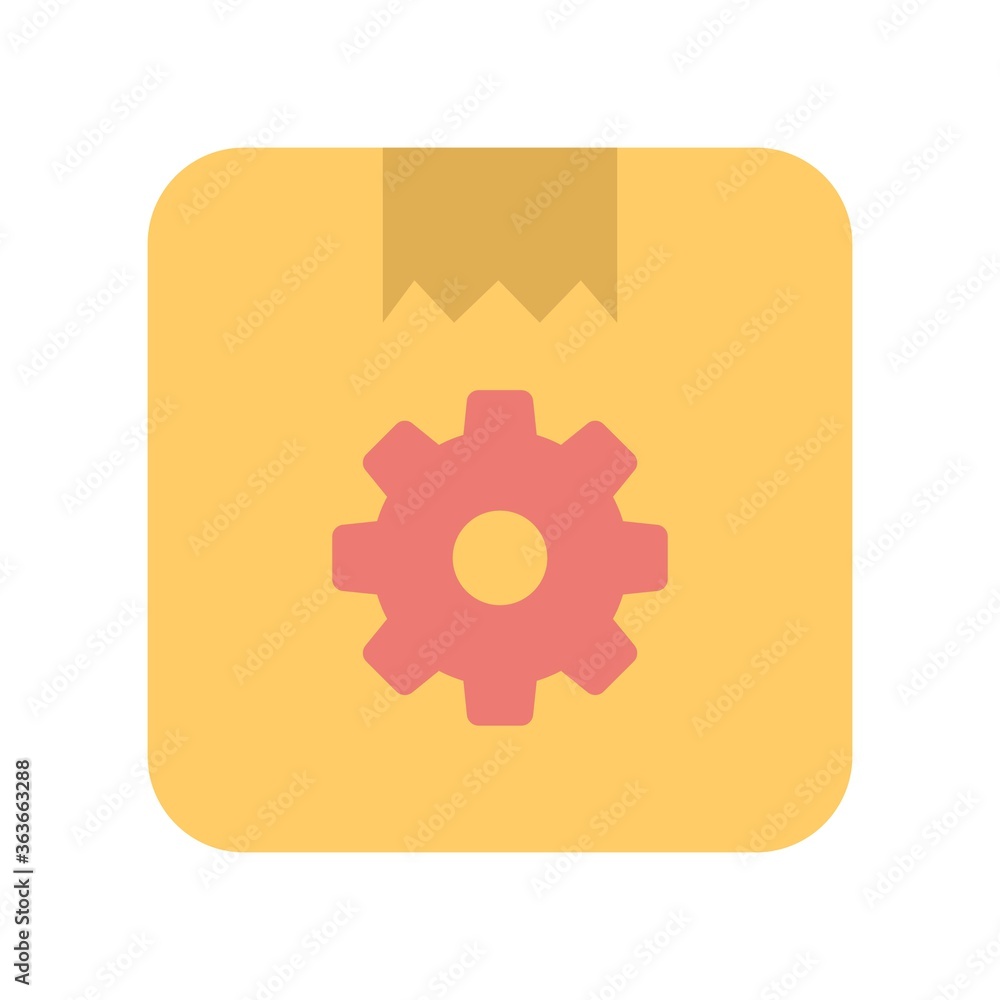 Cargo package with gear sign. Shipping service management, warehouse logistics icon. Cargo package with gear sign. Shipping service management, warehouse logistics icon.