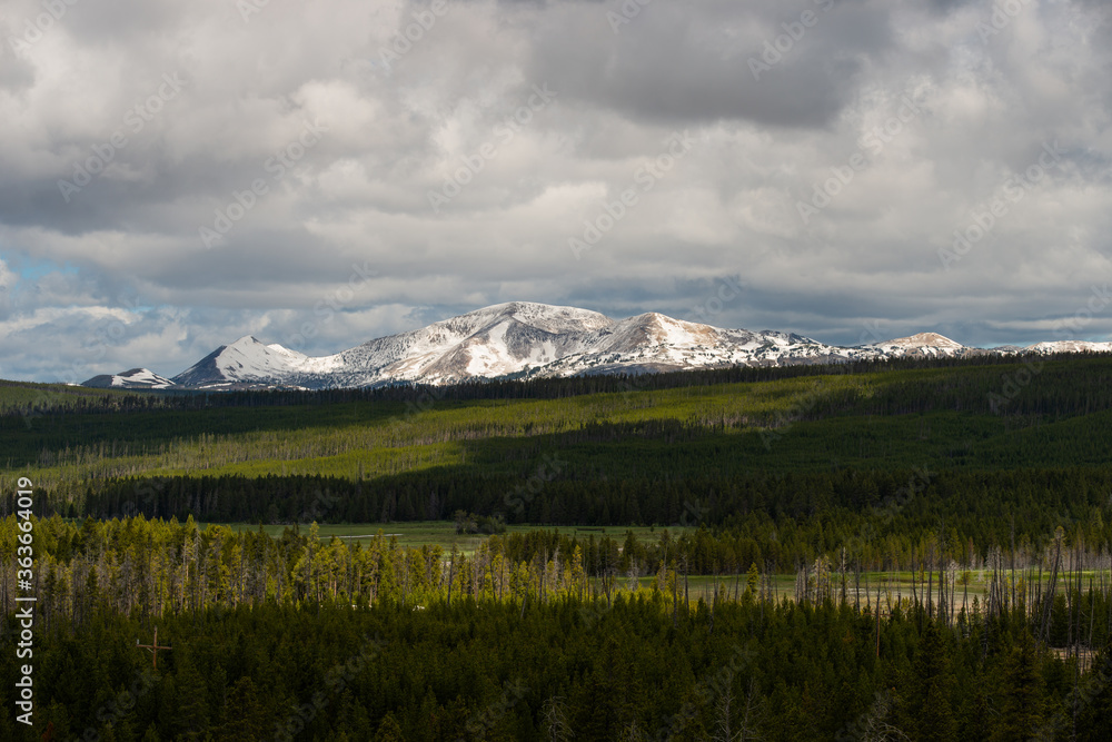 Snowy Mountain Peaks in Yellowstone National Park