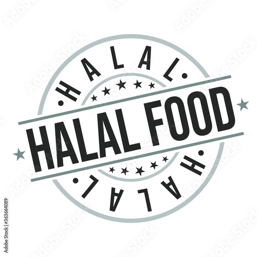 Halal Food Certified Stamp Round Vector Icon Design Insignia Quality.