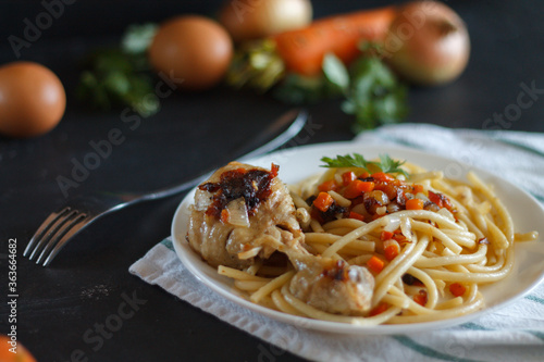 delicious pasta with chicken and vegetables a hearty dinner