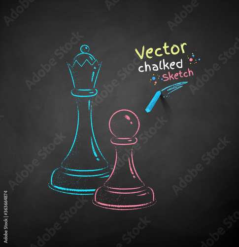 Chalk drawn illustration of chess figures