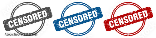 censored stamp. censored sign. censored label set