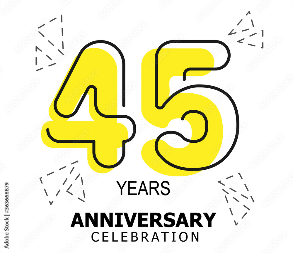 Abstract Number 45 Logo, Number 45 monoline style can be used for birthday and business templates, flat design logo, vector illustration Abstract Number 45 Logo, Number 45 monoline style can be used for birthday and business templates, flat design logo, vector illustration