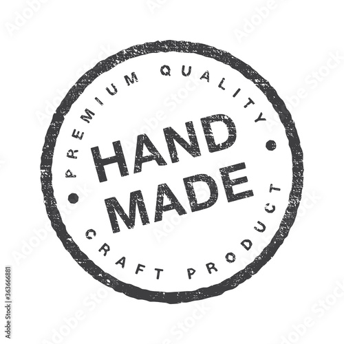 Hand made - circle grunge stamp or insignia. Vector flat illustrations.