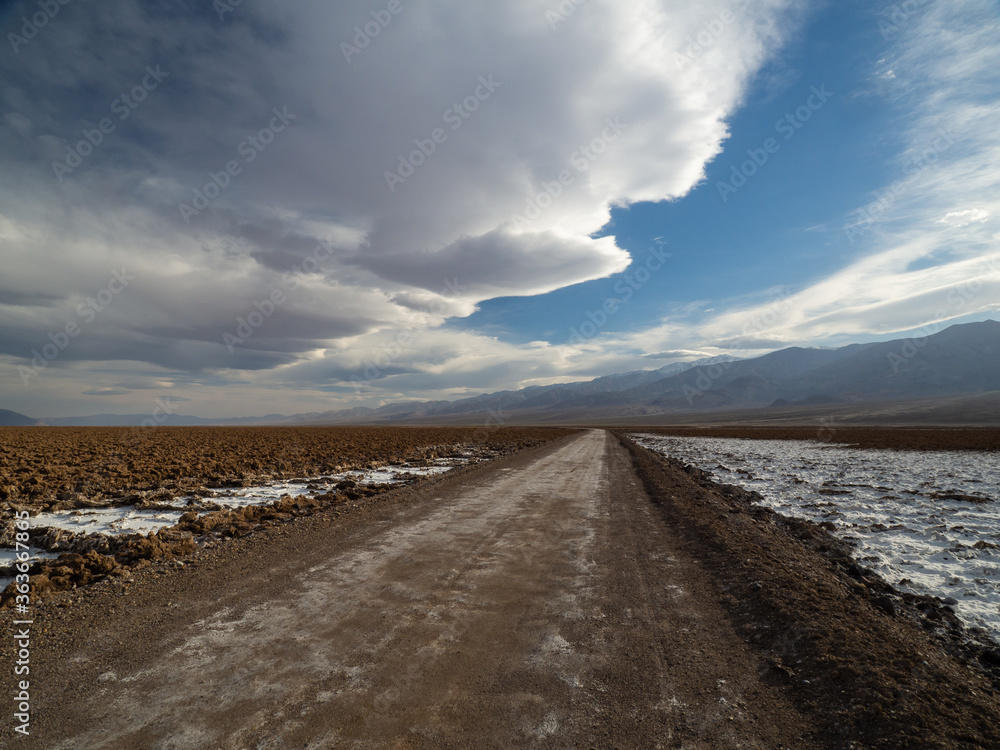 West Side Road, Death Valley. Salt surface of the desert.