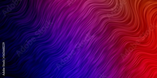Dark Multicolor vector template with curved lines. Colorful geometric sample with gradient curves.  Template for cellphones.
