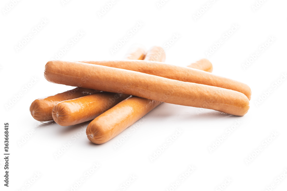 Fresh frankfurter sausages. Fresh frankfurter sausages.